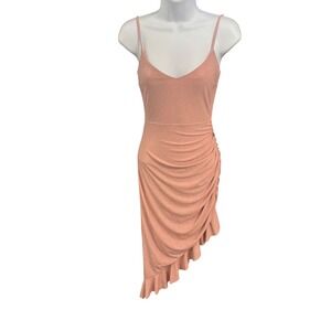 Glare Blush Pink Glitter Ruched Bodycon Cocktail Party Dress Sample Size Small‎